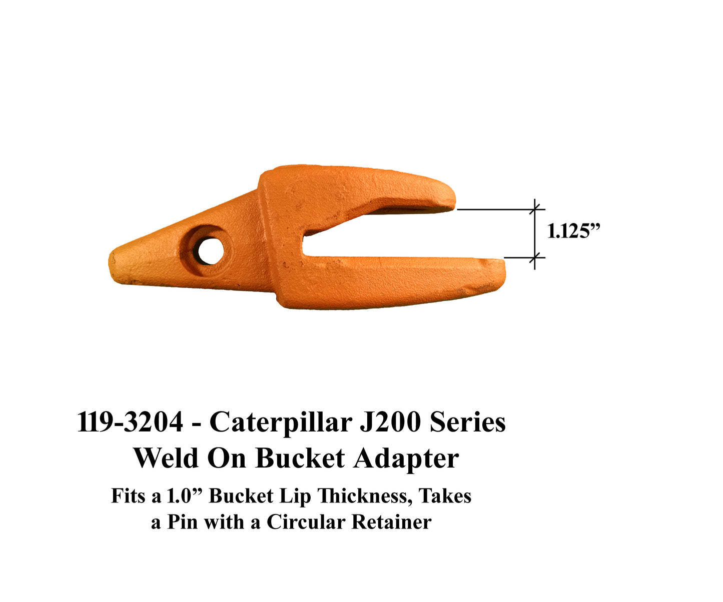 119-3204 Weld-on Shank for 1" Lip - 'Cat Style' J200 Series