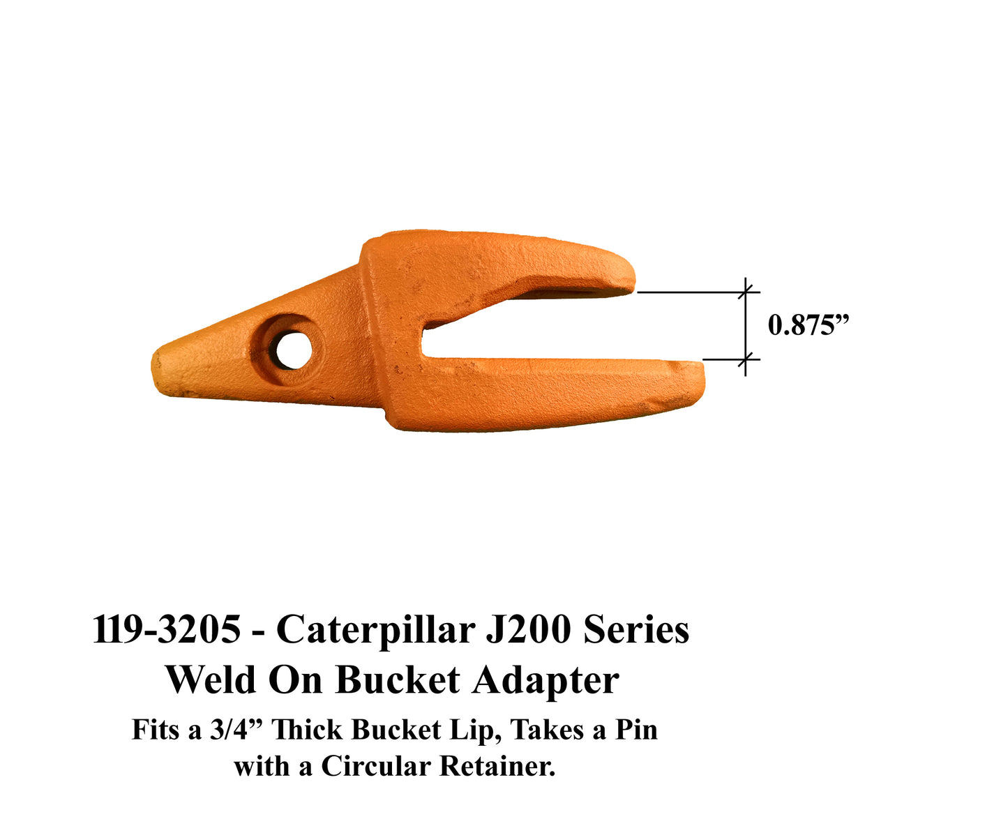 119-3205 Weld-on Shank for 3/4" Lip - 'Cat Style' J200 Series