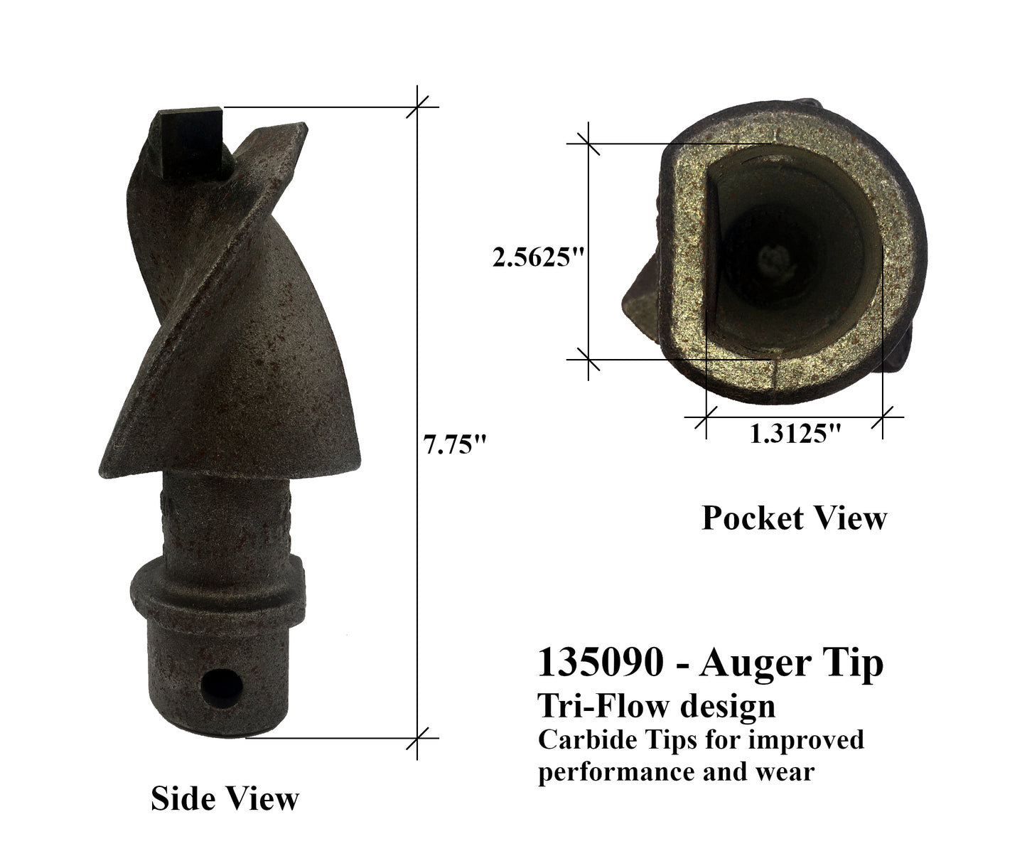 Auger Pilot Tip - 135090 (TF-350C) - convient à Pengo Aggressor et autres tarières