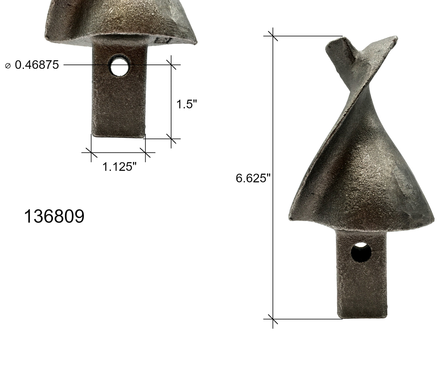 Auger Pilot Tip 136809, SB35SQ w/ 1.25" Square Drive