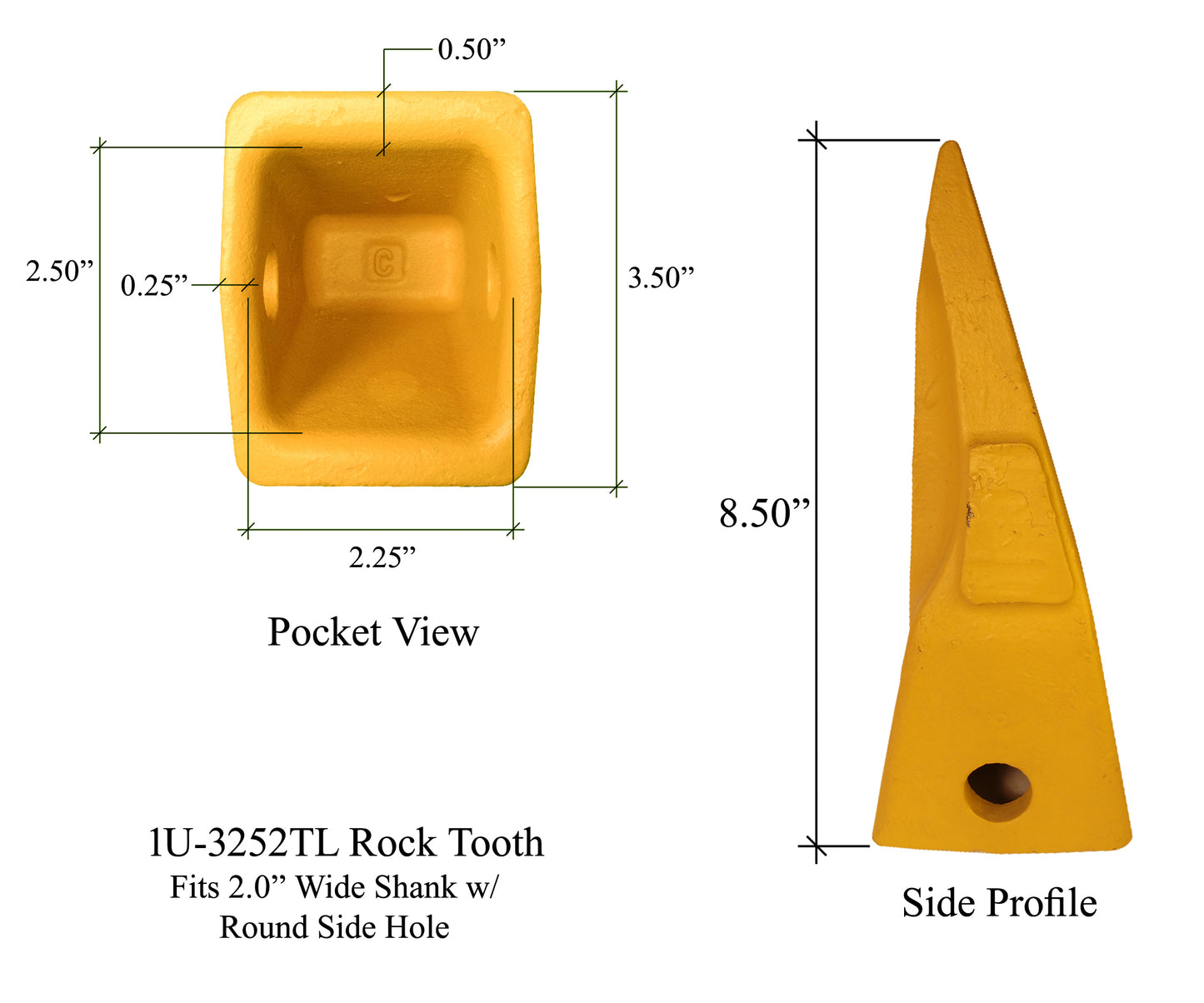 1U-3252TL Single Tiger Tooth - 'Cat Style' J250 Series