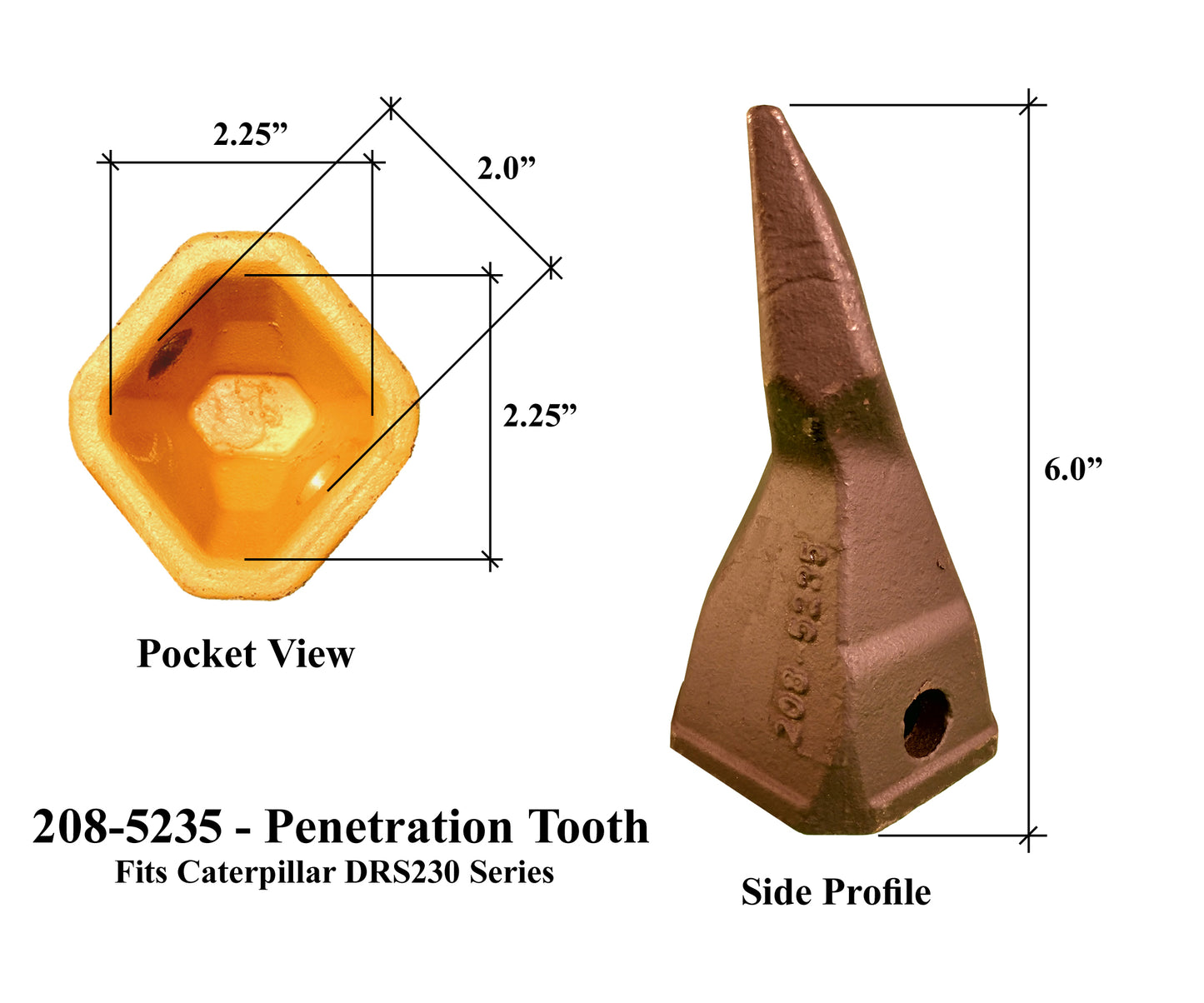 208-5235 Penetration Tip Tooth - 'Cat Style' DRS230