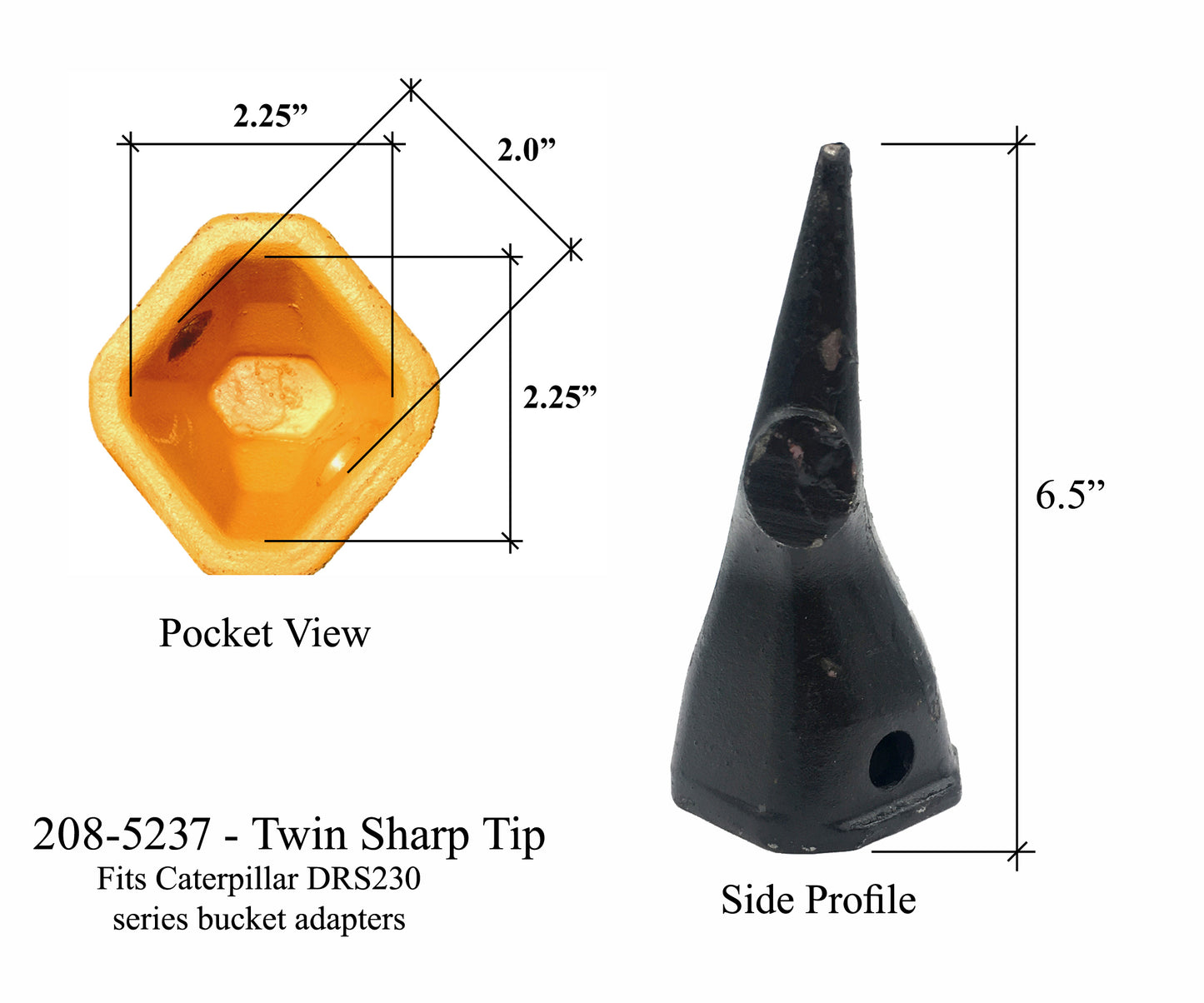 208-5237 Diente de tigre doble - 'Estilo gato' DRS230