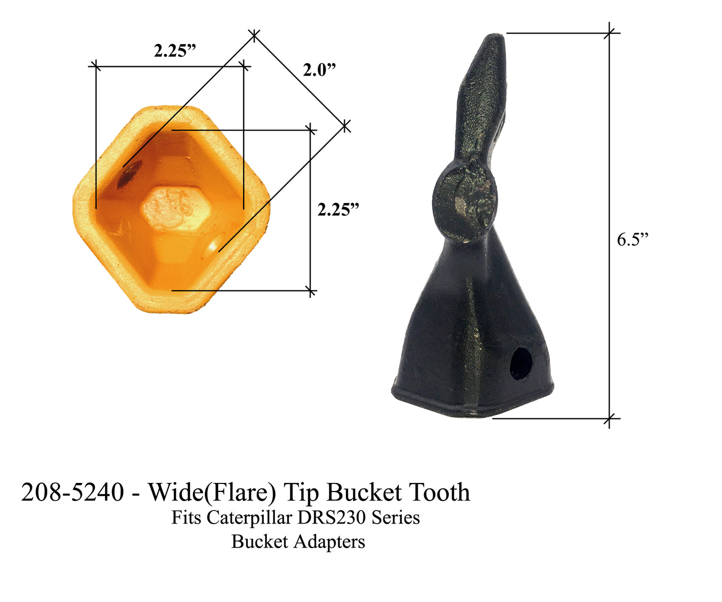 208-5240 Diente con punta abocinada - 'Estilo gato' DRS230