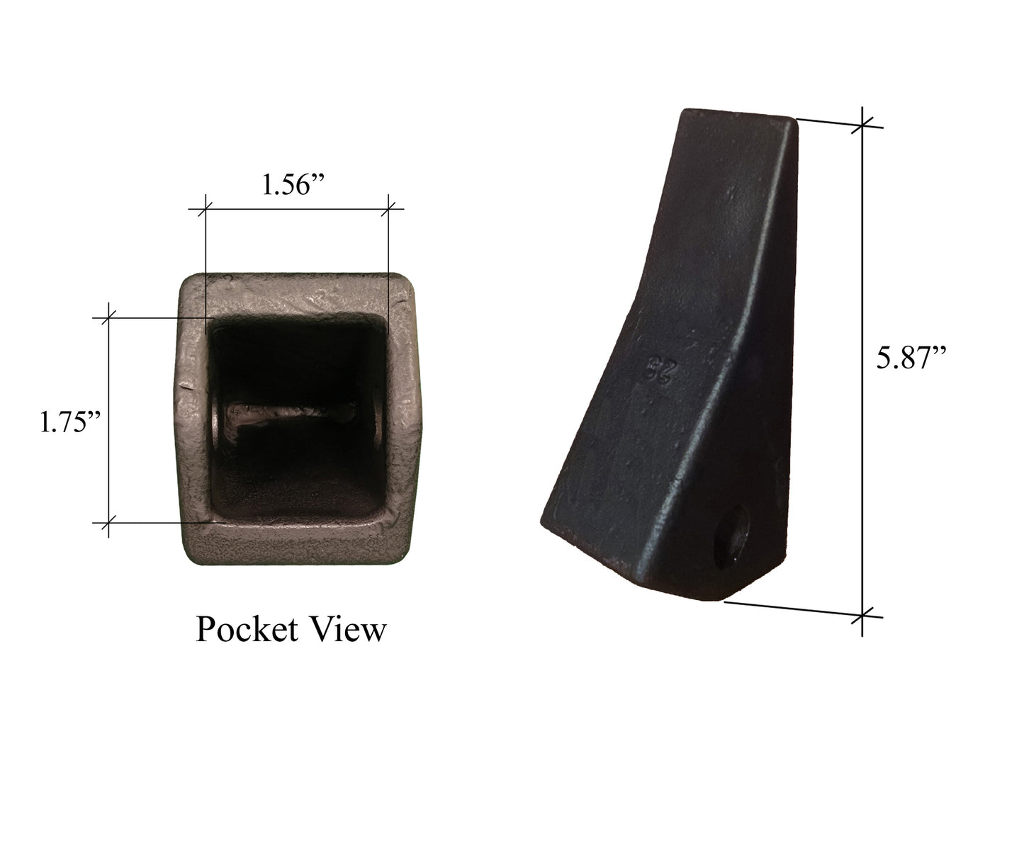 Dent de saleté standard 230 - « Style H & L » pour pelle rétro et patin