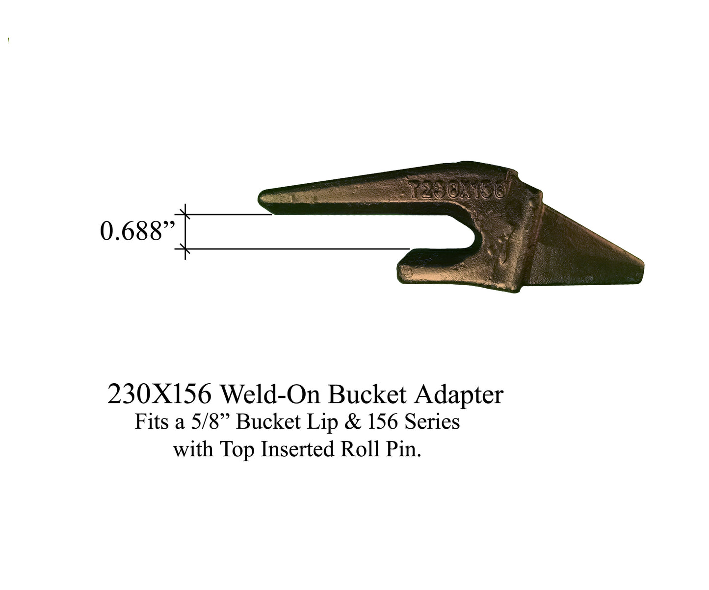Tige à souder 230x156 pour lèvre 5/8" - 'Style Hensley' pour godets de mini-pelle