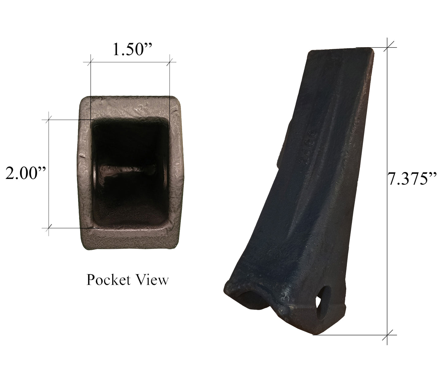 2400, 24, 240, 077-2832 Dent de saleté standard - Dent de godet de style H&L