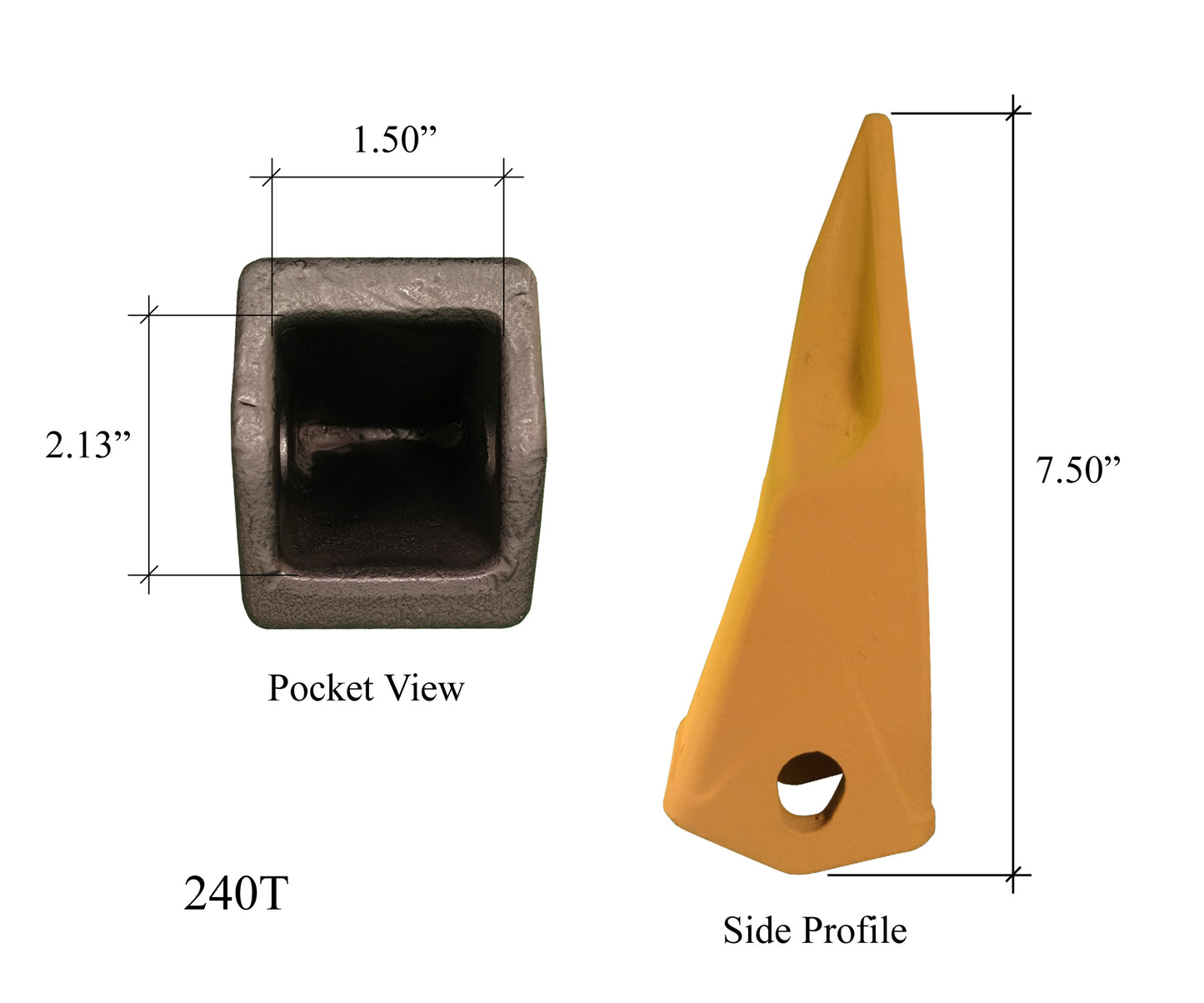 2400T, 24T, 240T, 077-2832 Dent simple Tiger Rock - Dent de godet de style H&L