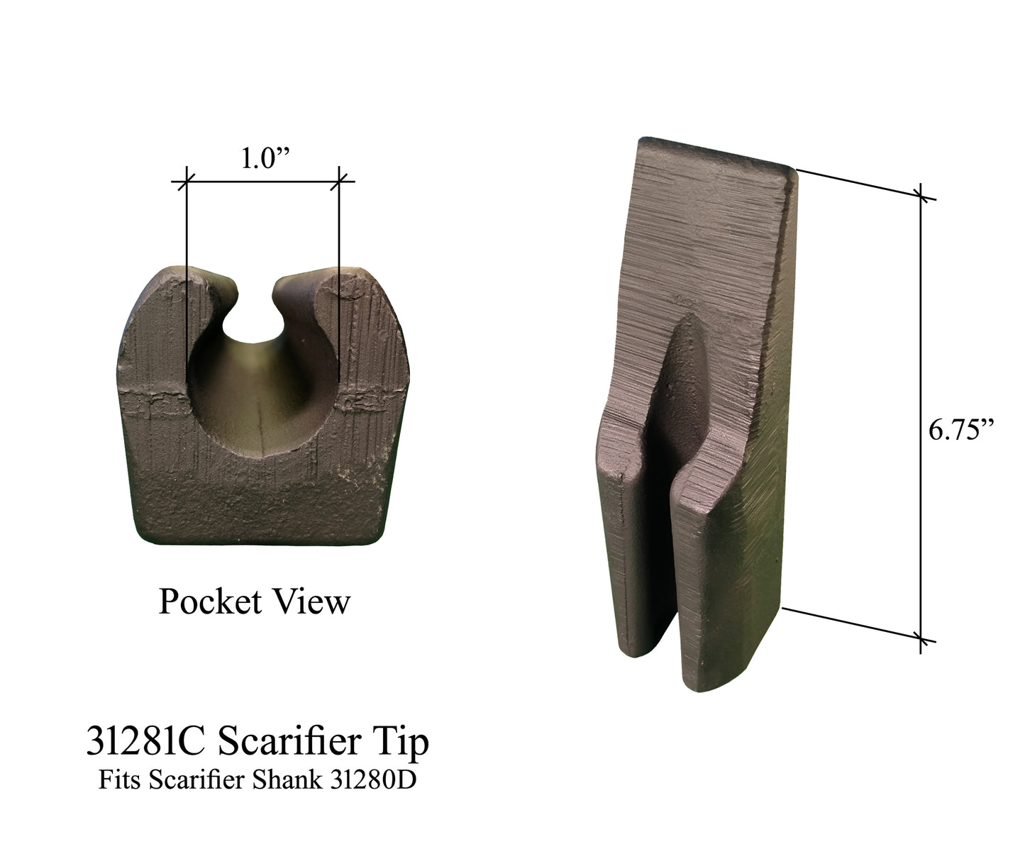 Scarifier Tip, Fits Some Gallion, Komatsu Motor Graders, 31281C, 1266753H1