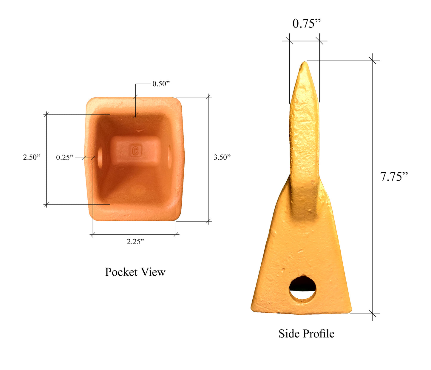 208-5254 (3G-8250) Dent évasée - Série J250 « Cat Style »