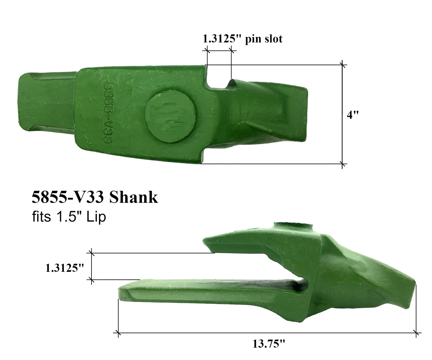 5855-V33 Weld-on Shank - 'fits Esco Style Super V33' for 1.5" Lip Excavator Buckets