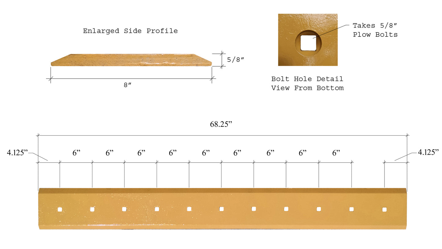 6661453 Borde de corte - 5/8" x 8" x 68,25"
