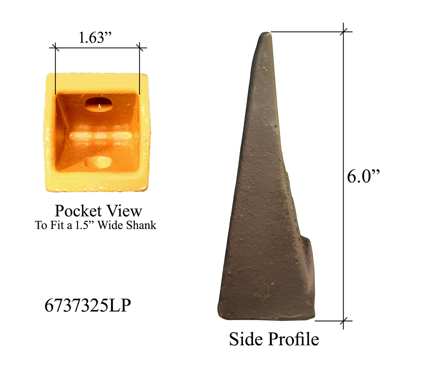 6737325LP Dent longue anti-saleté – « Style Bobcat » pour chargeuses compactes, Mini Ex