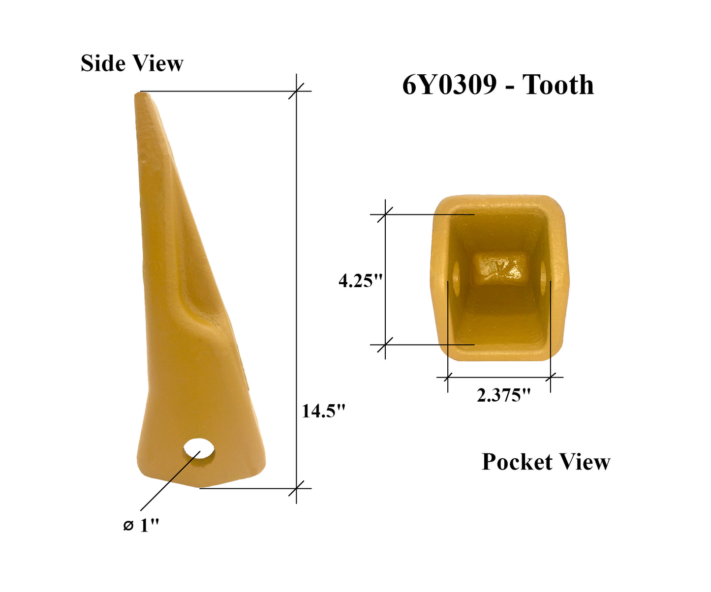 6Y-0309 Ripper Tooth - 'Cat Style' J300 Series