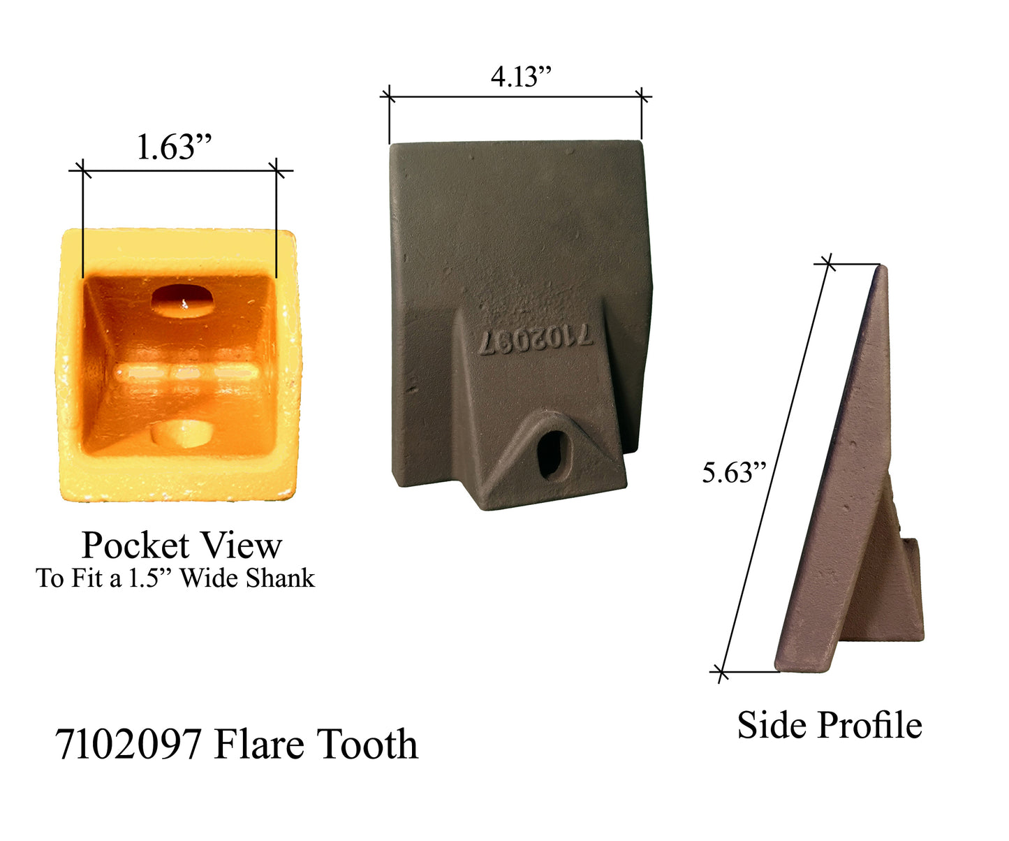 7102097 Diente abocinado - 'Estilo Bobcat' para minicargadoras, Mini Ex