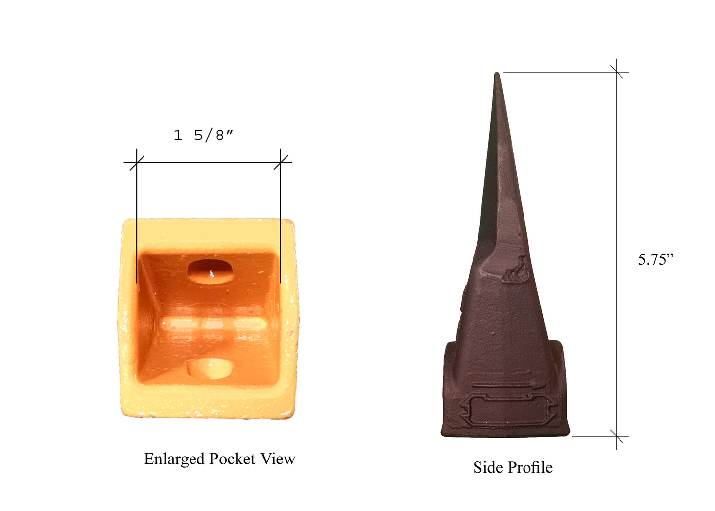 7107320 Dent de tigre simple - 'Bobcat Style' pour chargeuses compactes, Mini Ex