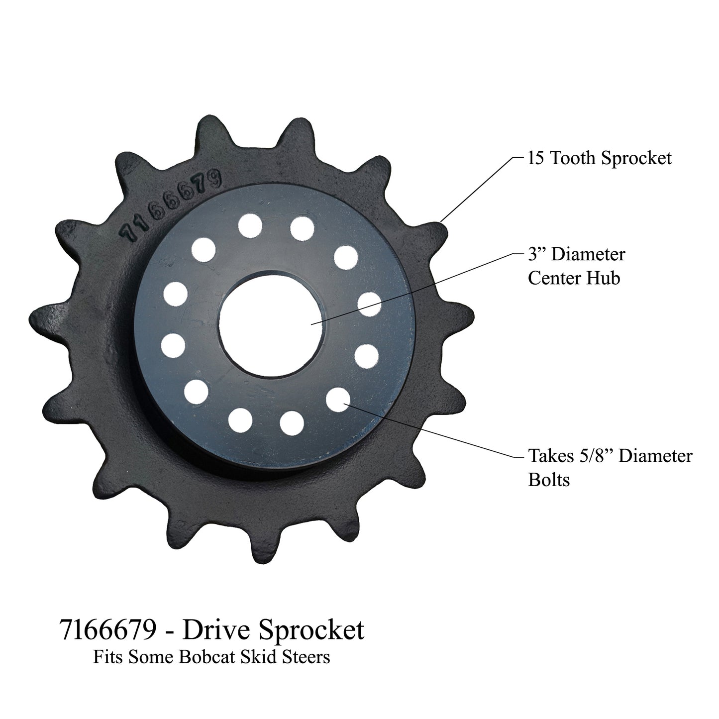 Pignon d'entraînement HD, pour CERTAINS Bobcat T180, T190, T550, T590, 12 boulons - 7166679