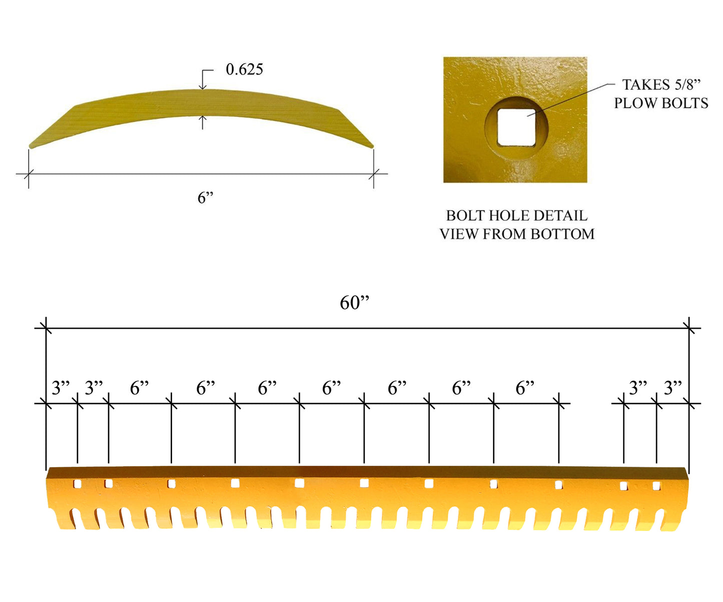 7D-4508S Serrated Grader Blade - 5/8" x 6" x 60"
