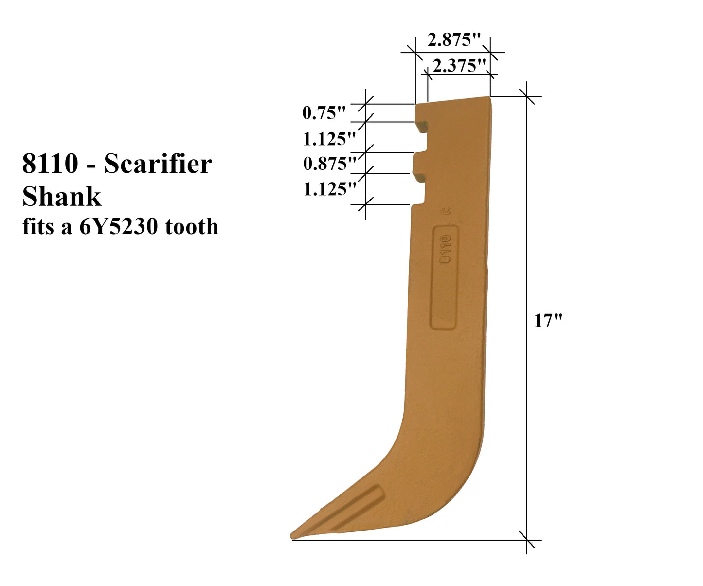 Vástago escarificador 8110: apto para motoniveladoras Champion y Volvo