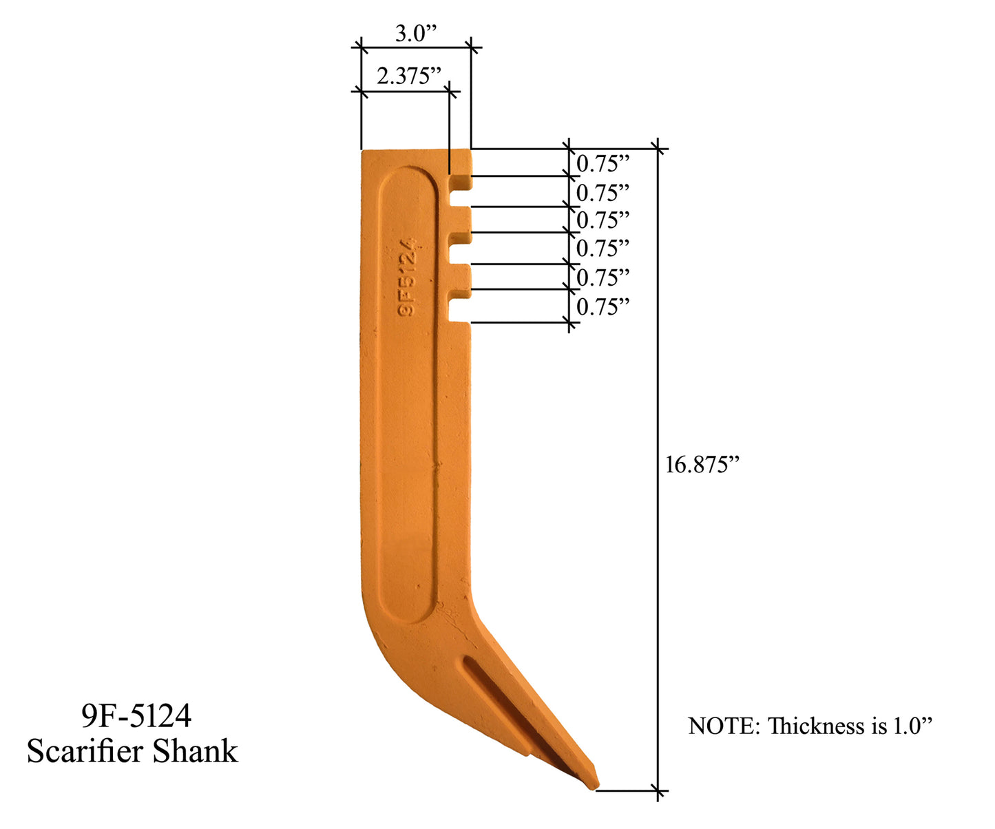 Scarifier Shank, Fits Most Caterpillar Motor Graders- 9F-5124, 195-7218
