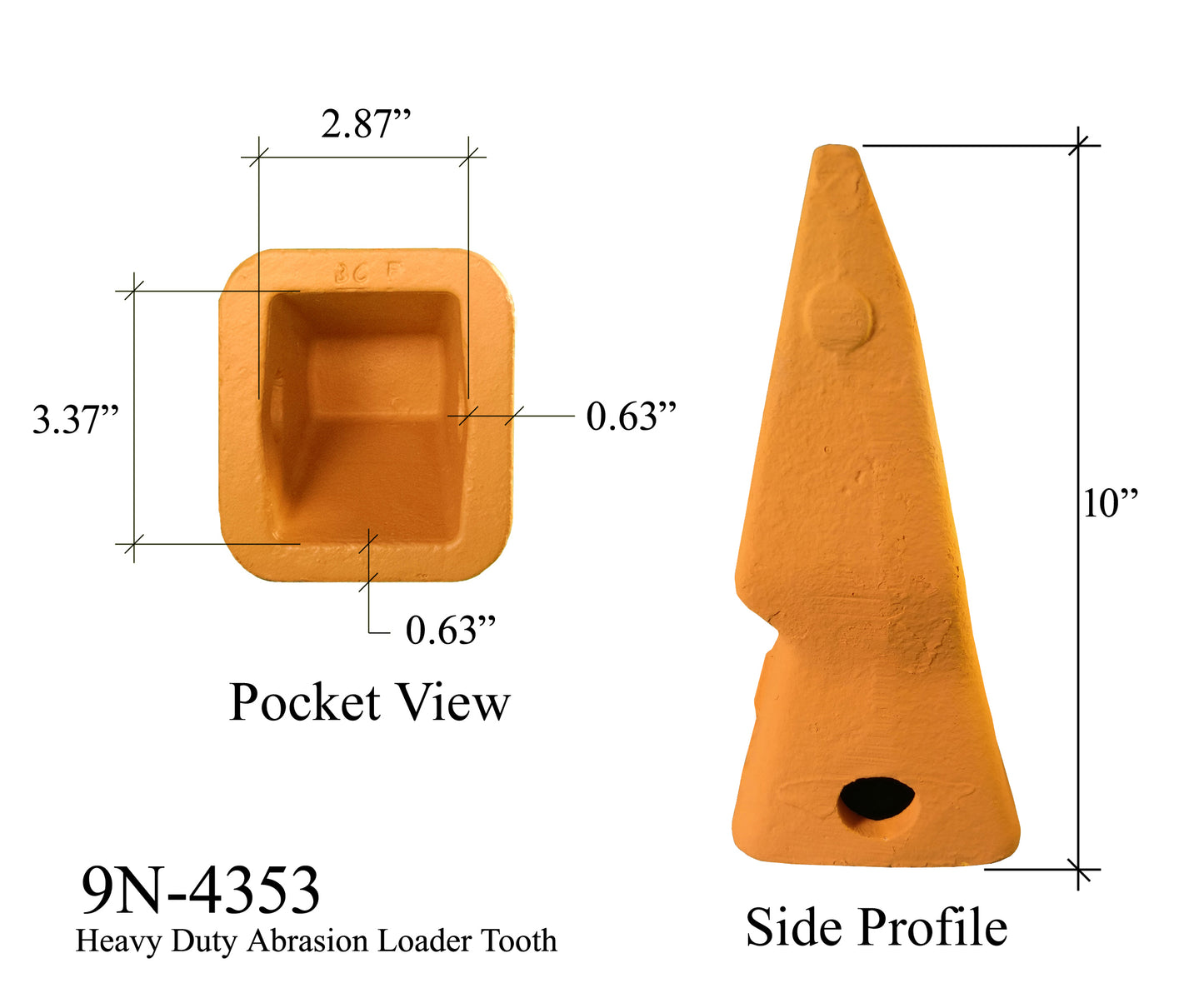 9N-4353 HD Abrasion Tooth - 'Cat Style' J350 Series