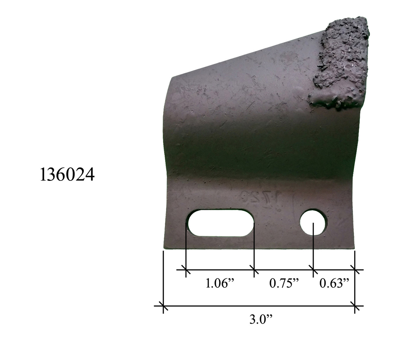 Dientes ahuecados para zanjas de carburo, 136024 y 136025, aptos para cadenas de paso de 1,65" y 1,75"