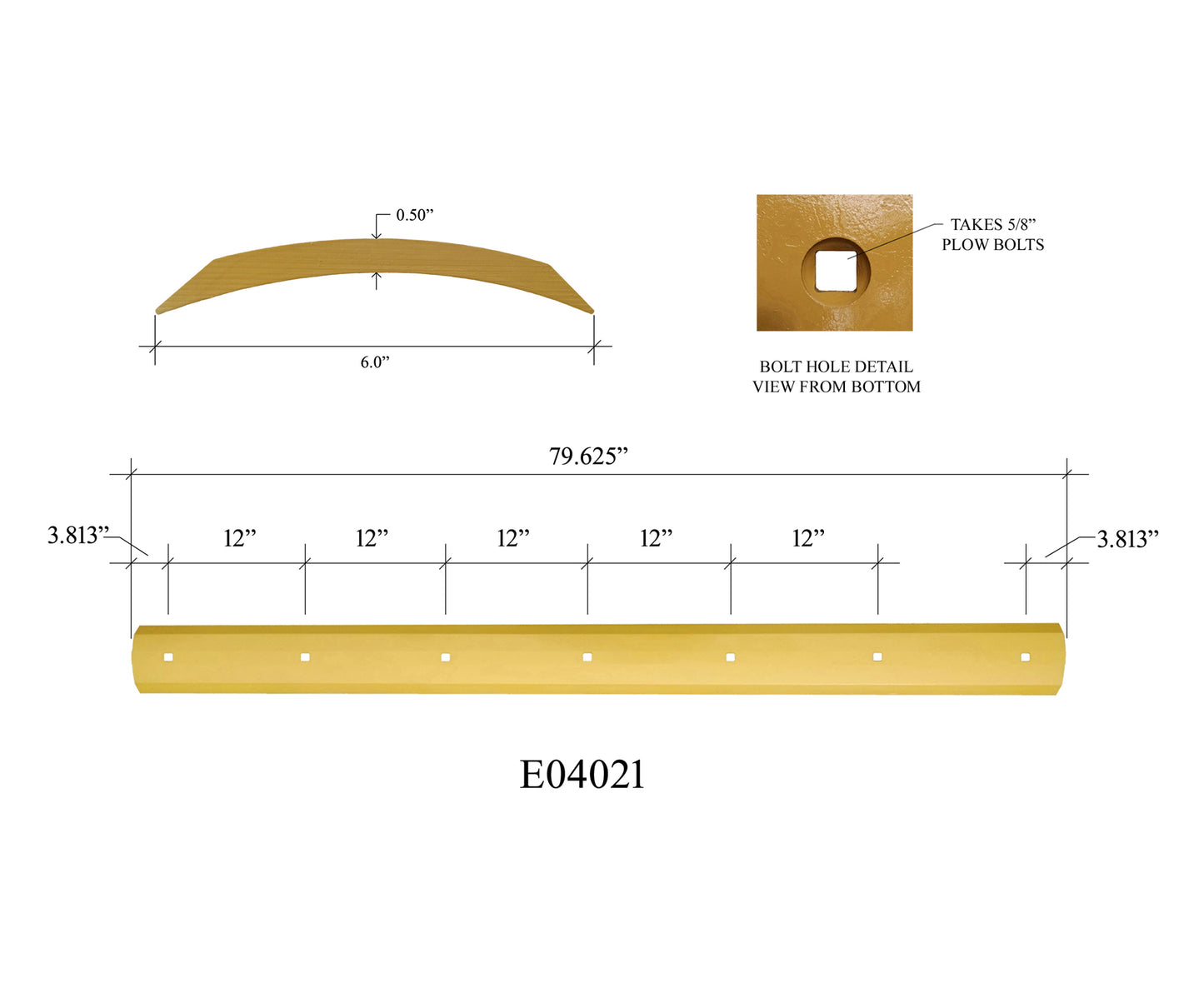 E04021 Plow Blade - 1/2" x 6" x 79.63"