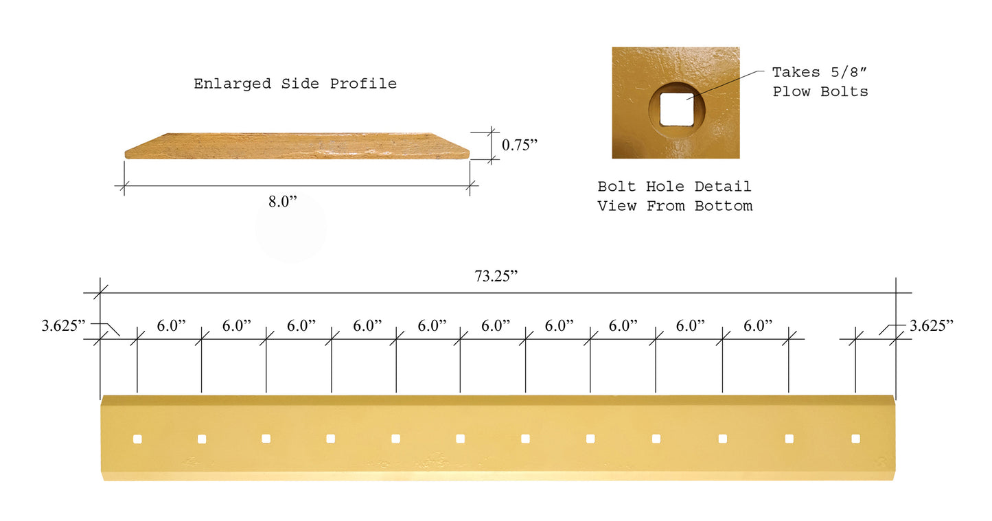 H439029HT Tranchant - 3/4" x 8" x 73,25"