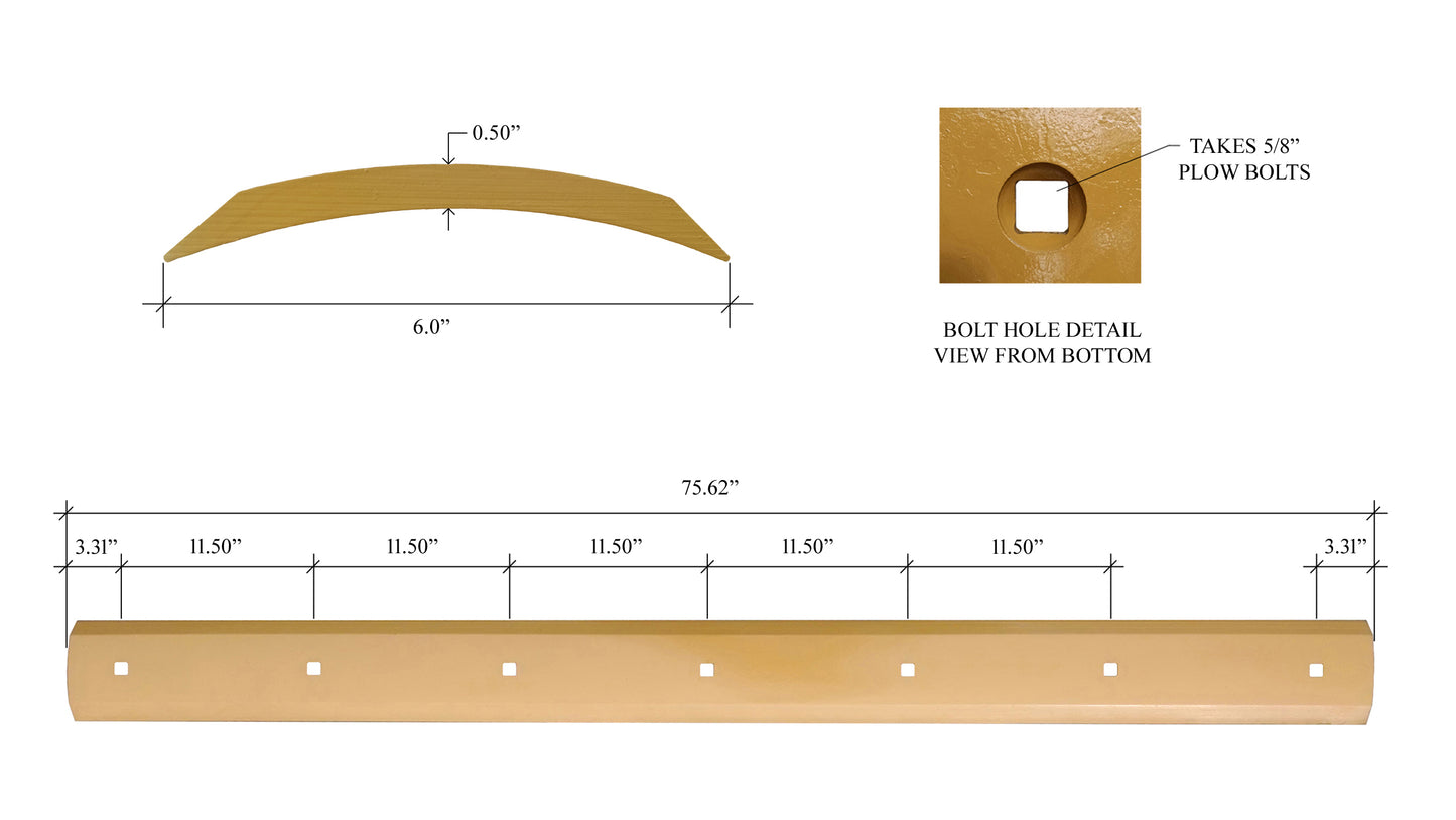 H491 Plow Blade - 1/2" x 6" x 75.63"