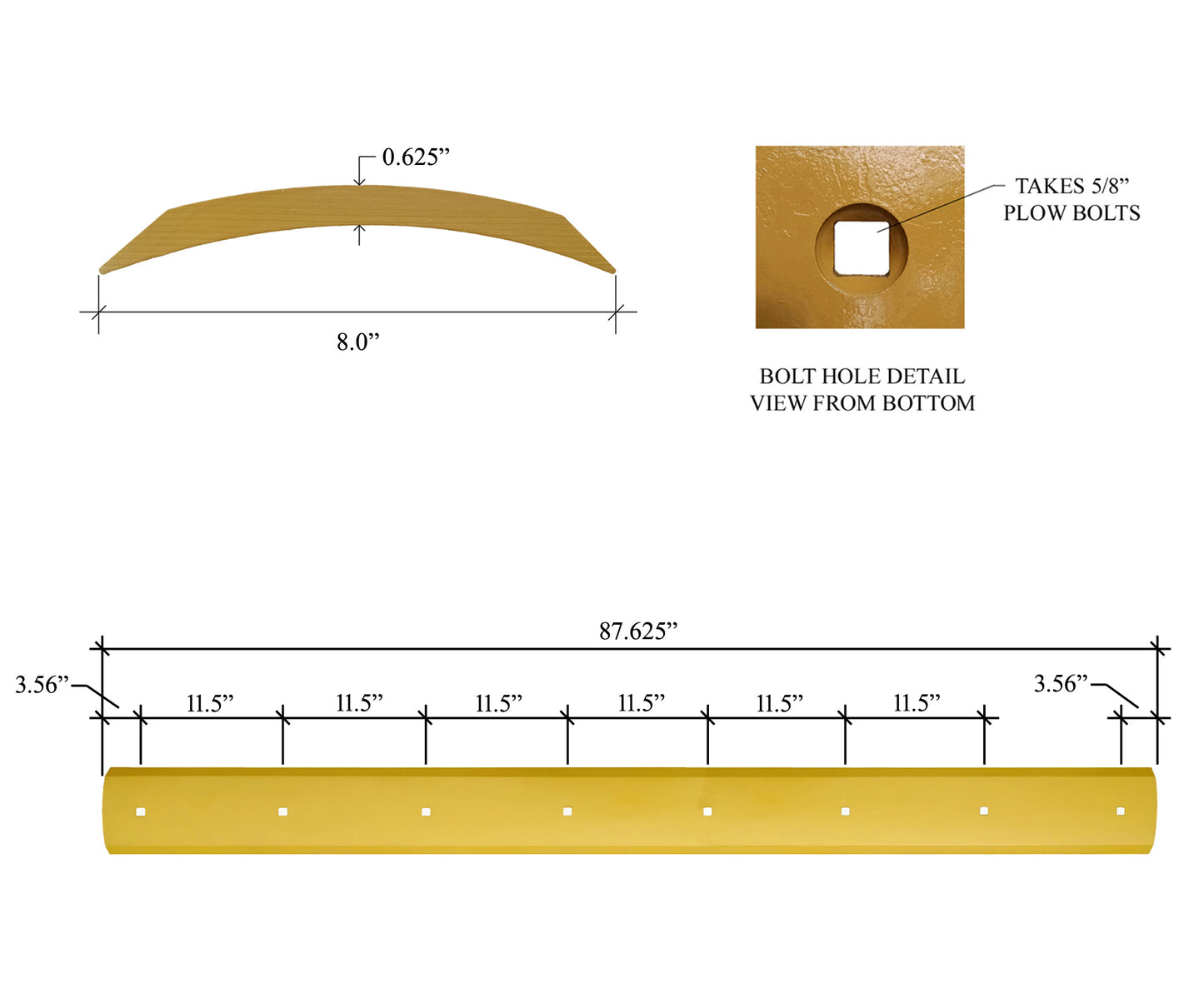 Hoja de arado H923 - 5/8" x 8" x 87.625"