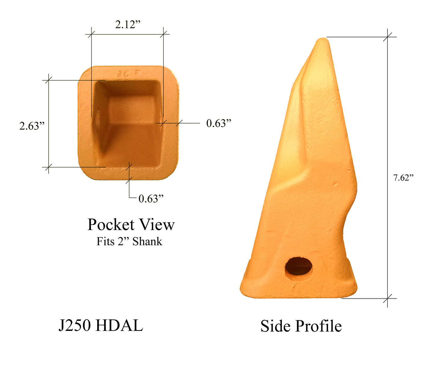 Dent d'abrasion J250HDAL HD - Série J250 « Cat Style »