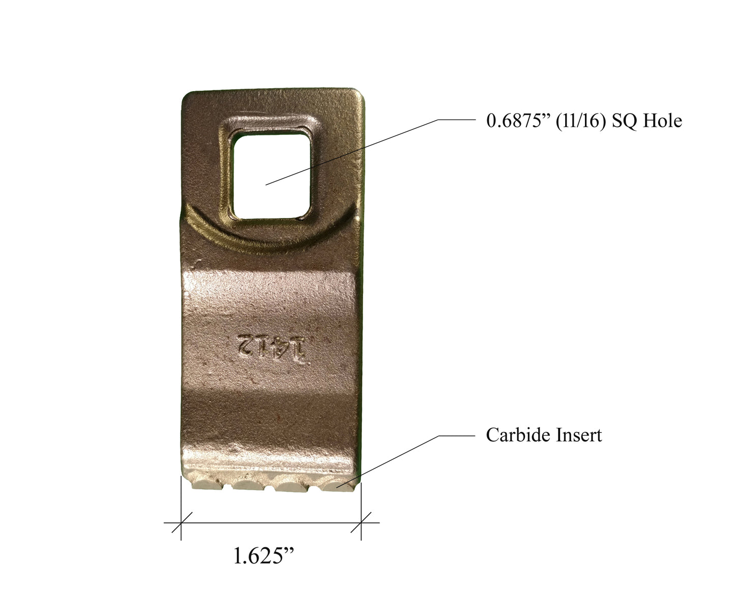 L13-G558 Diente de barrena de carburo - Orificio cuadrado 5/8"