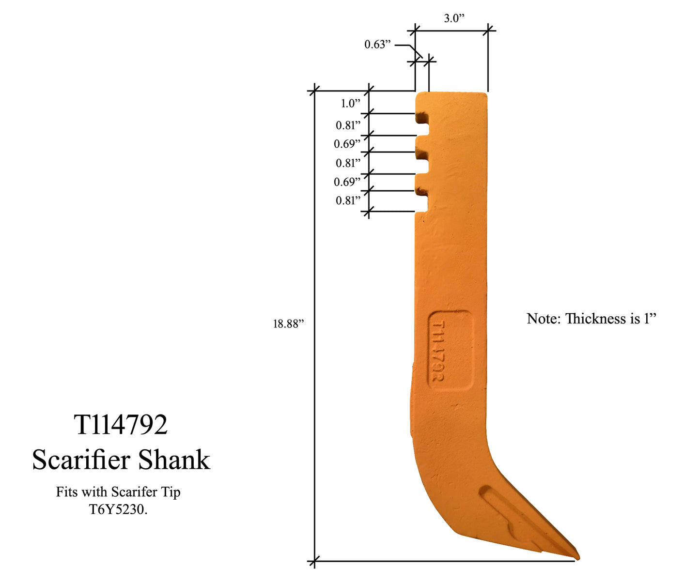 Vástago escarificador, se adapta a muchas motoniveladoras John Deere - T114792