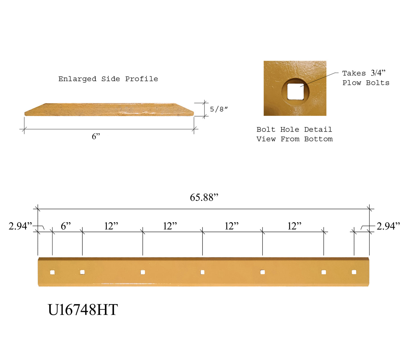 U16748HT Cutting Edge - 5/8" x 6" x 66"