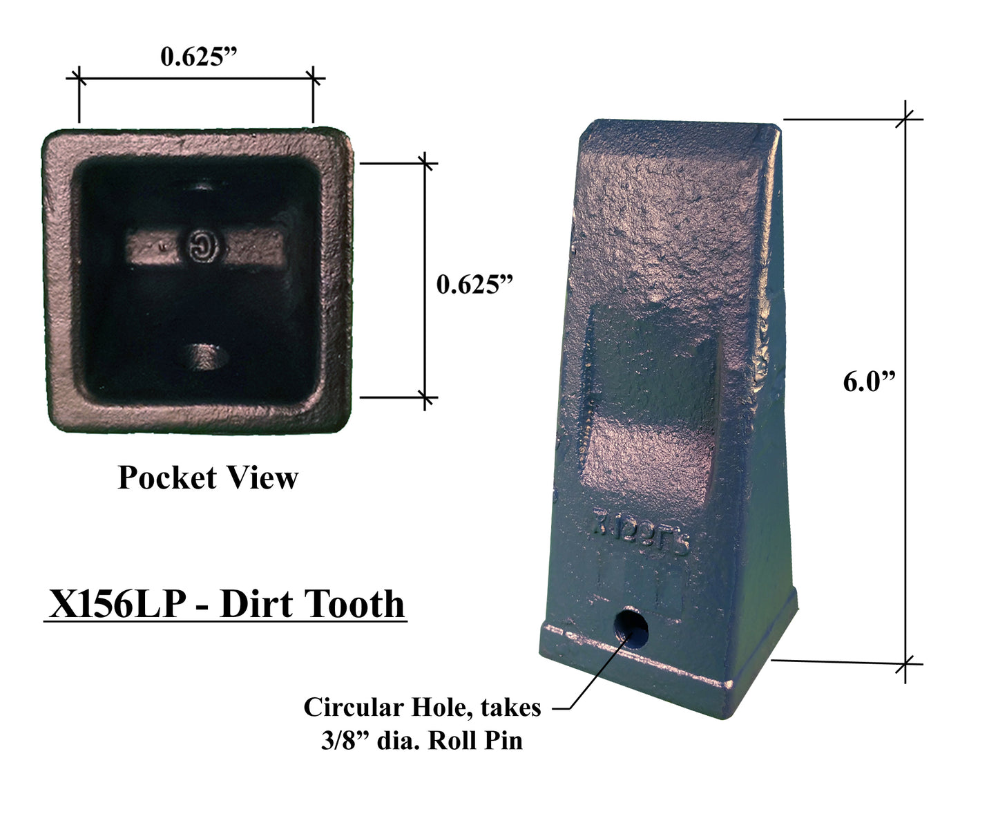 X156LP HD Dent longue pour saleté – « Style Hensley » pour godets de mini-pelle