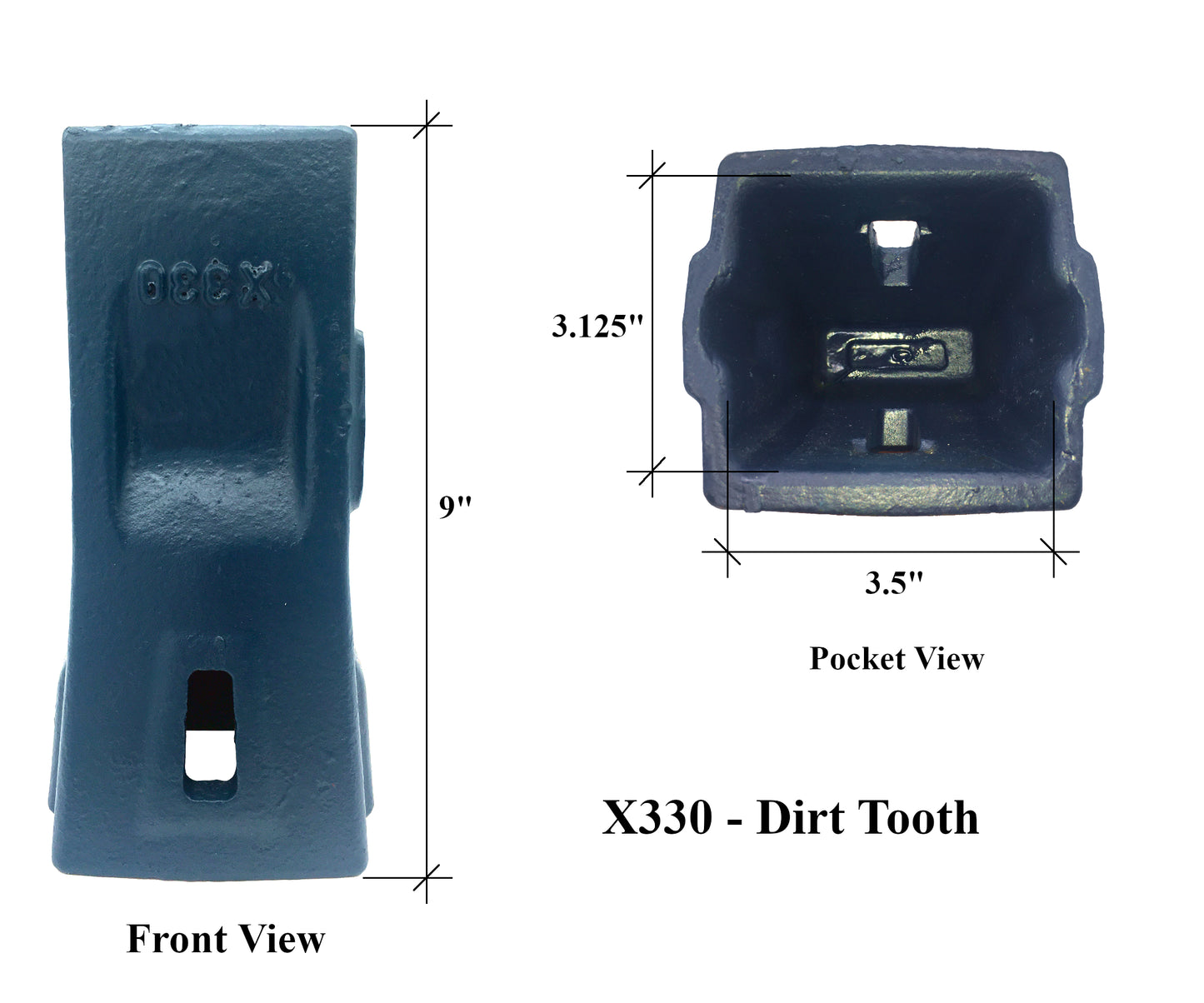 X330 Standard Dirt Tooth - 'Hensley X330 Style' for Excavator Buckets