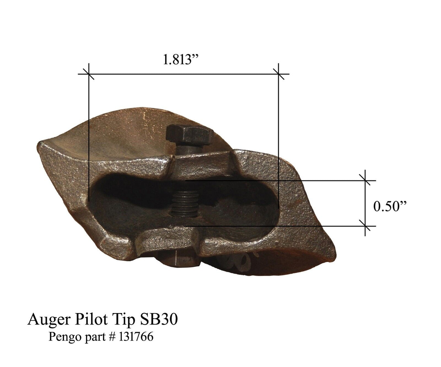 Pointe pilote de tarière pénétrante avec boulon et écrou - Pengo 131766 / SB30