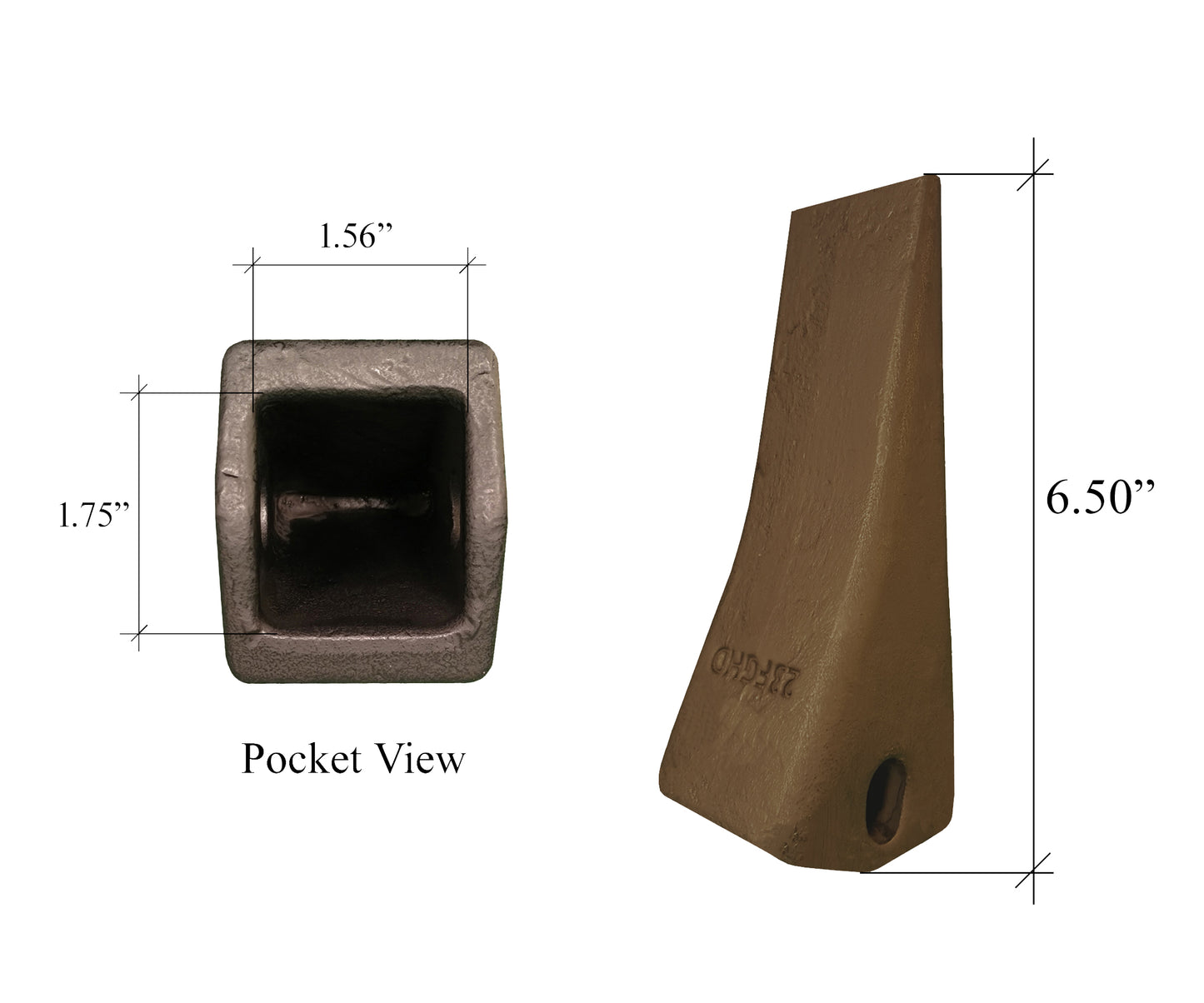 Dent forgée 230FGHD – « Style H & L » pour rétrocaveuse, patin