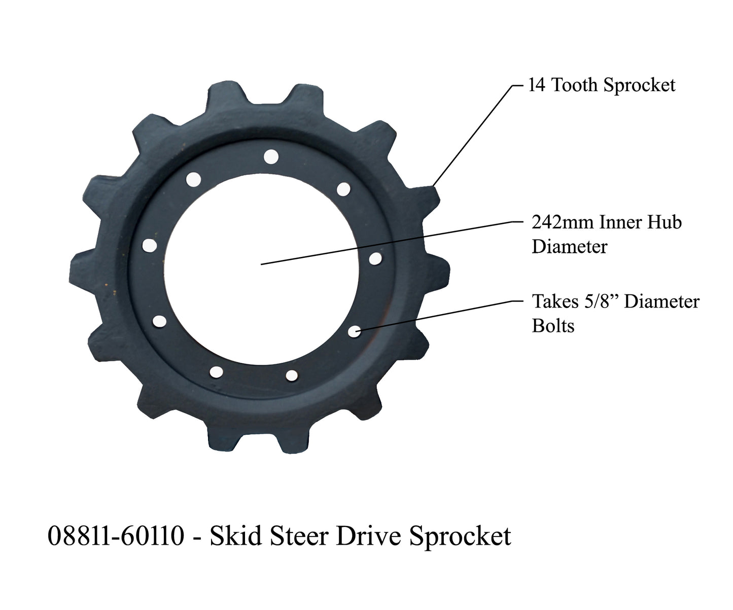 Drive Sprocket,14 Tooth, 9 Bolt, 242mm, Fits Many Skid Steers- 08811-60110