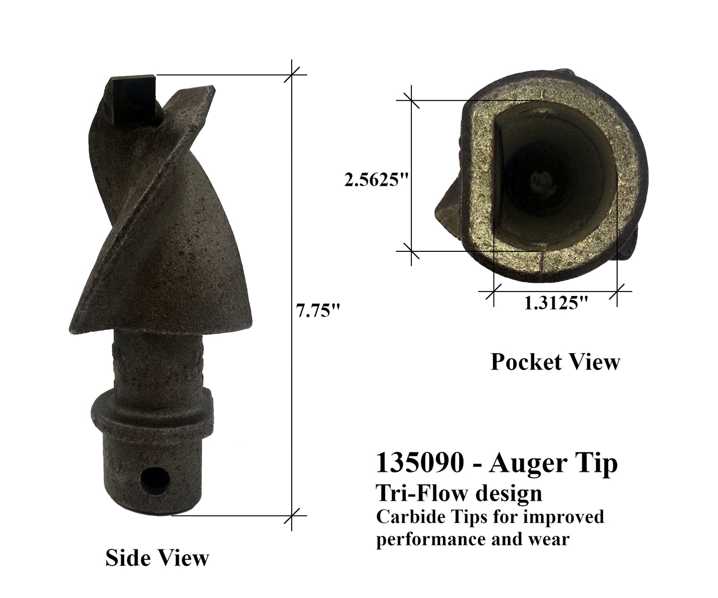 Auger Pilot Tip - 135090 (TF-350C) - fits Pengo Aggressor and Other Augers