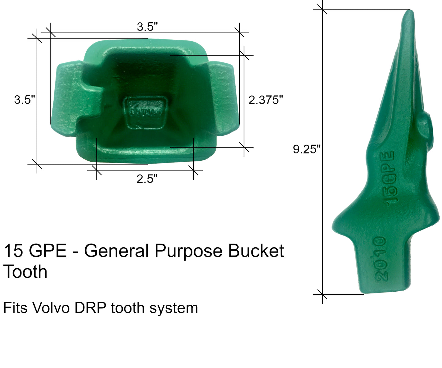 Dent anti-poussière 15GPE - compatible avec le système Volvo DRP 15