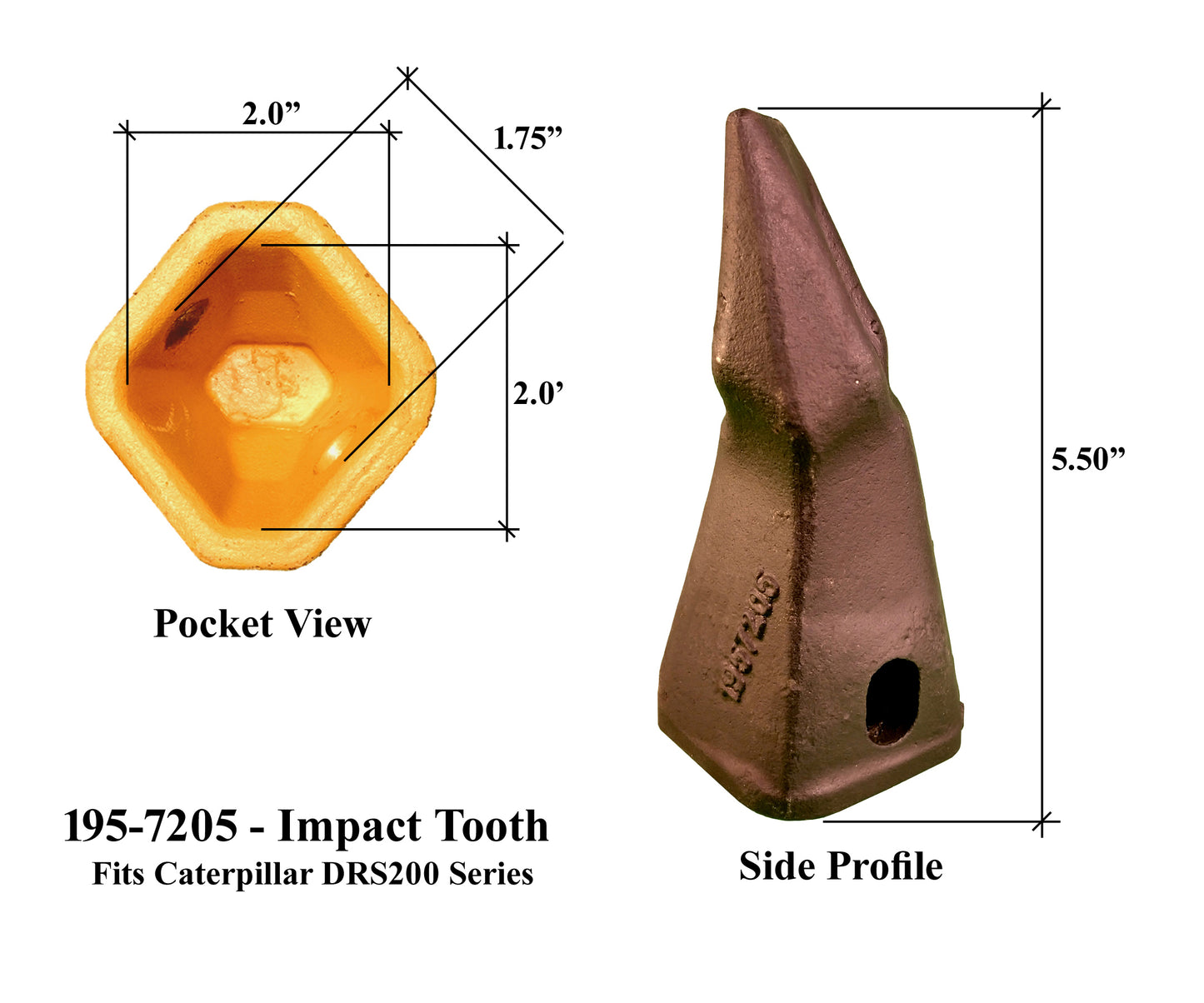 195-7205 Impact Tip Tooth - 'Cat Style' DRS200