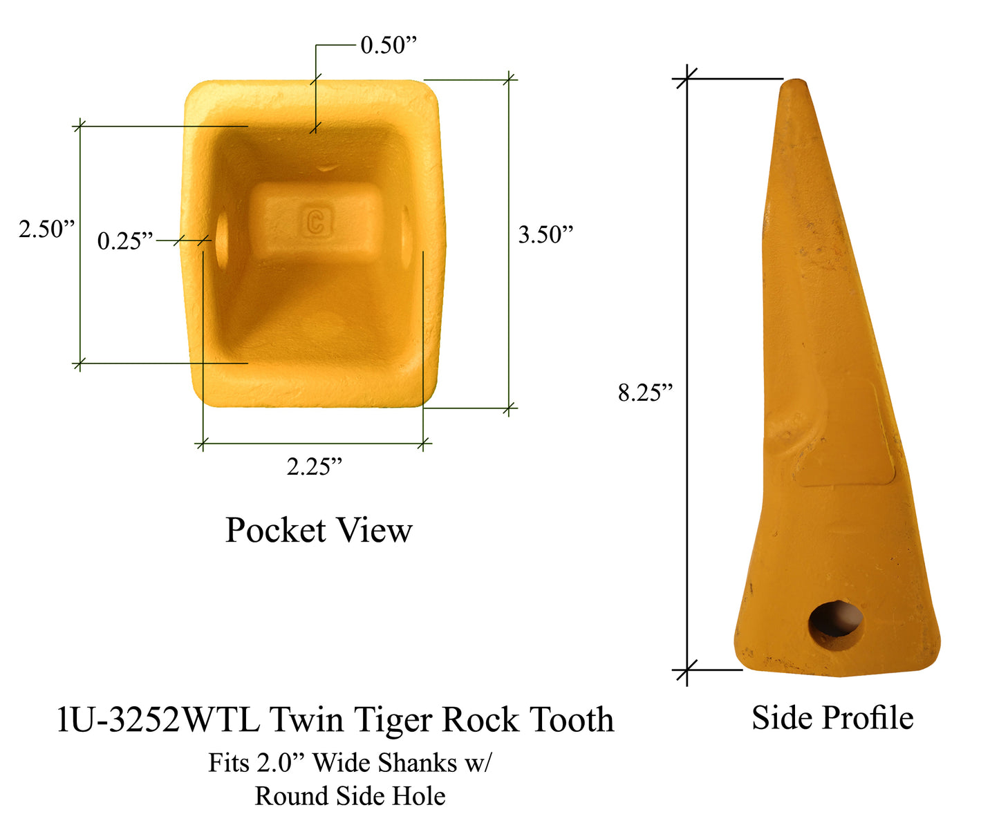 1U-3252WTL Twin Tiger Tooth - 'Cat Style' J250 Series