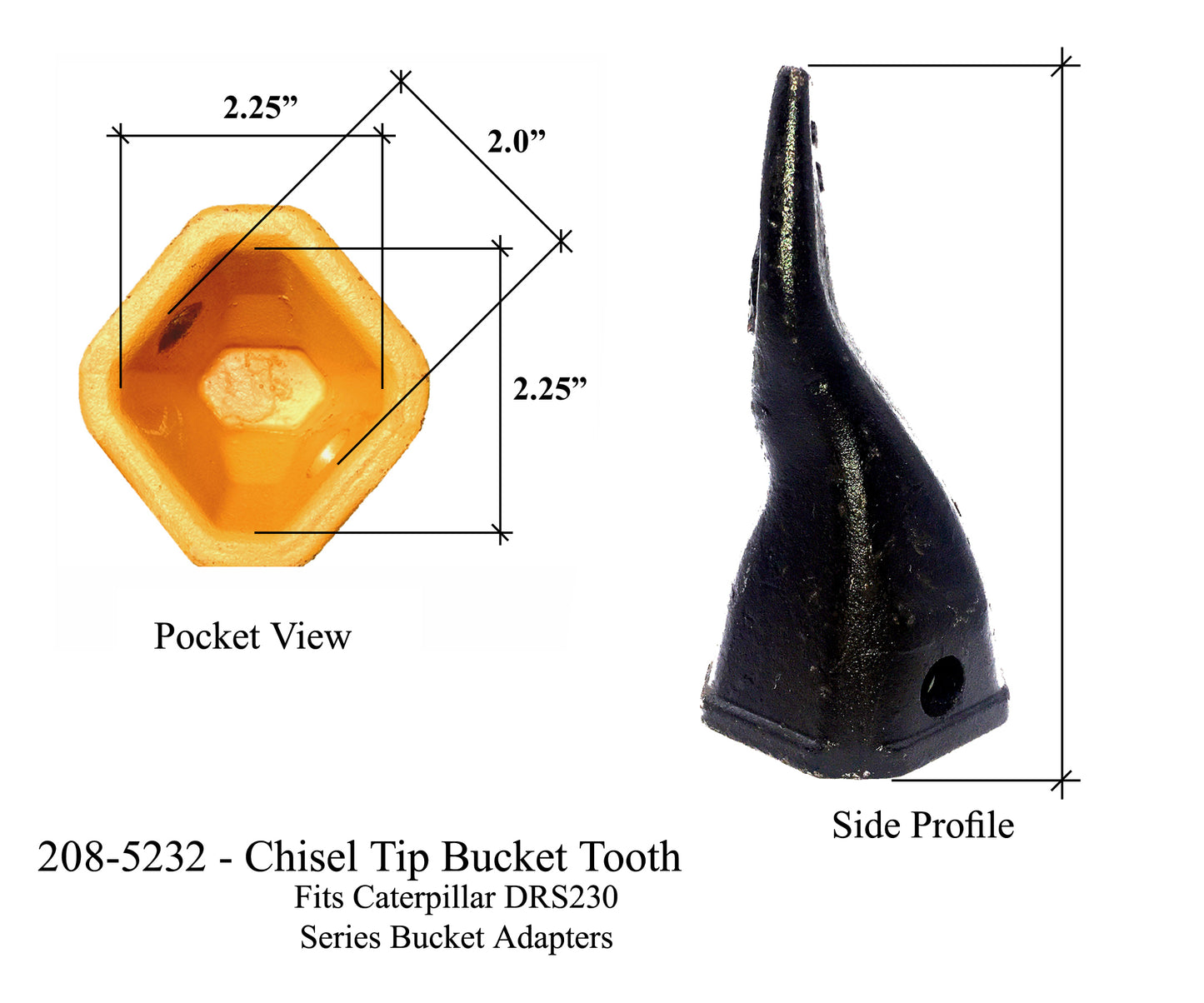 208-5232 Chisel Tip Tooth - 'Cat Style' DRS230