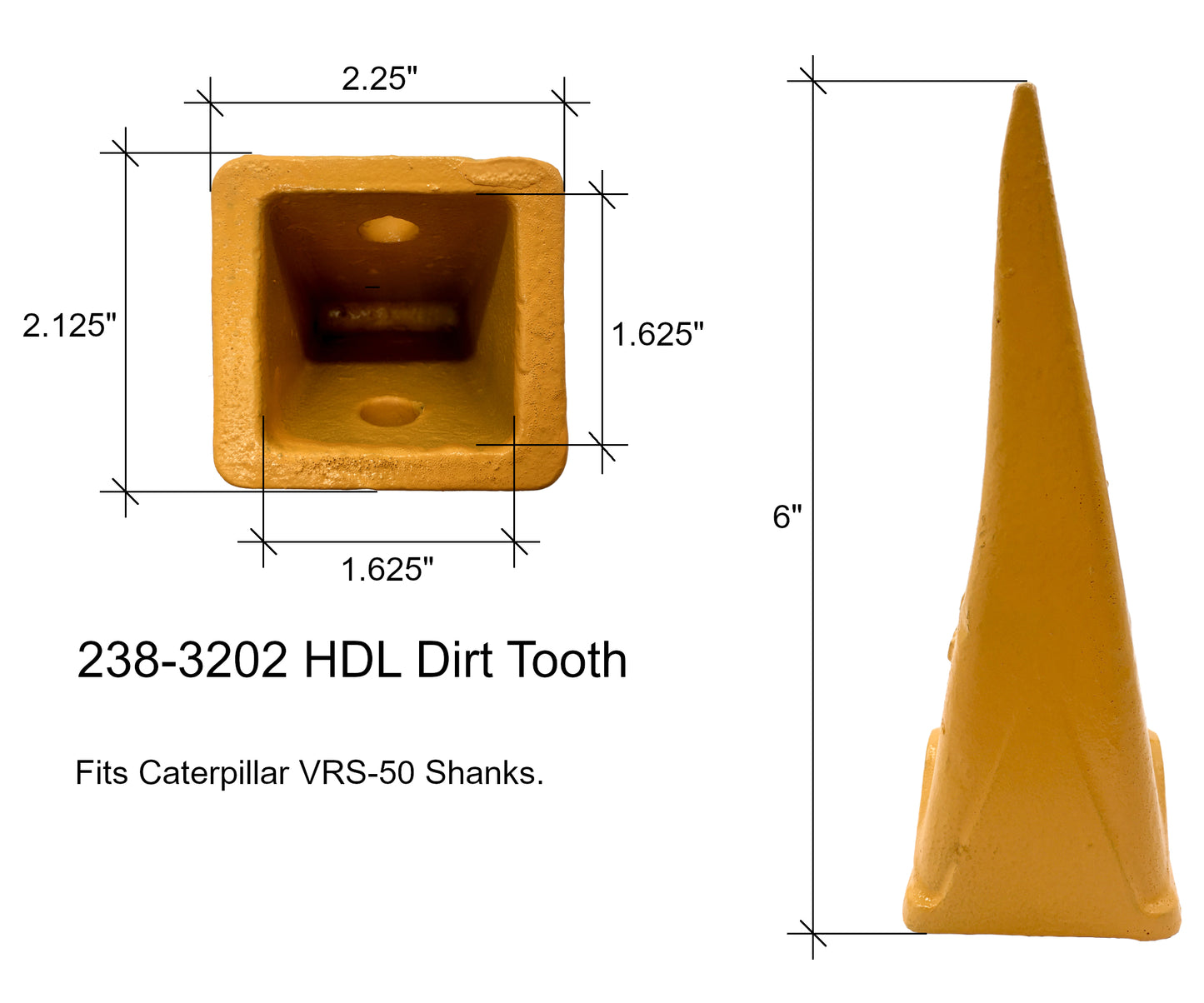 Godet de mini-pelle HD à dents longues pour saleté, 238-3202 HDL, compatible avec CAT VRS-50