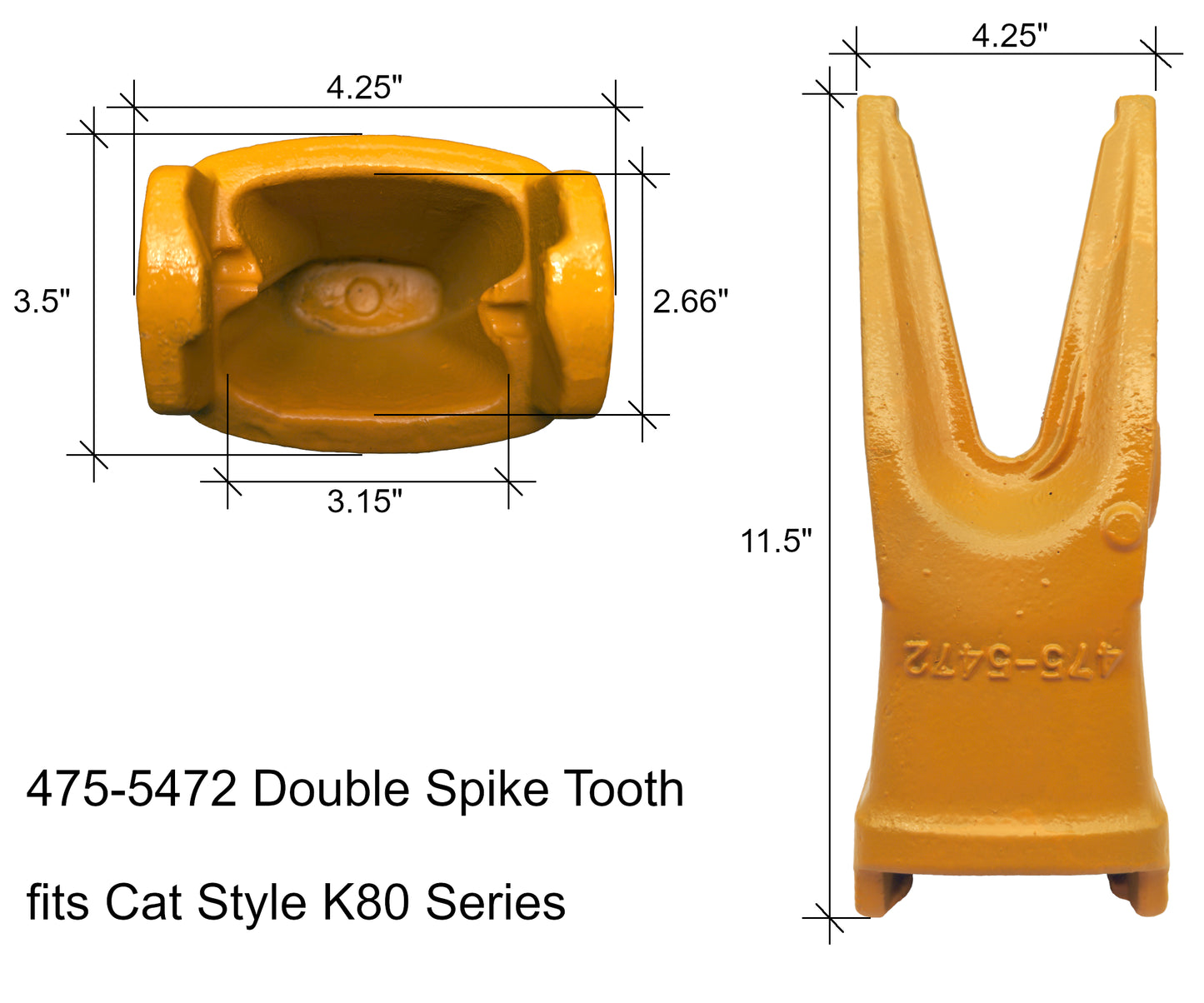 475-5472, 220-9088 Dent à double pointe - « Style chat » K80