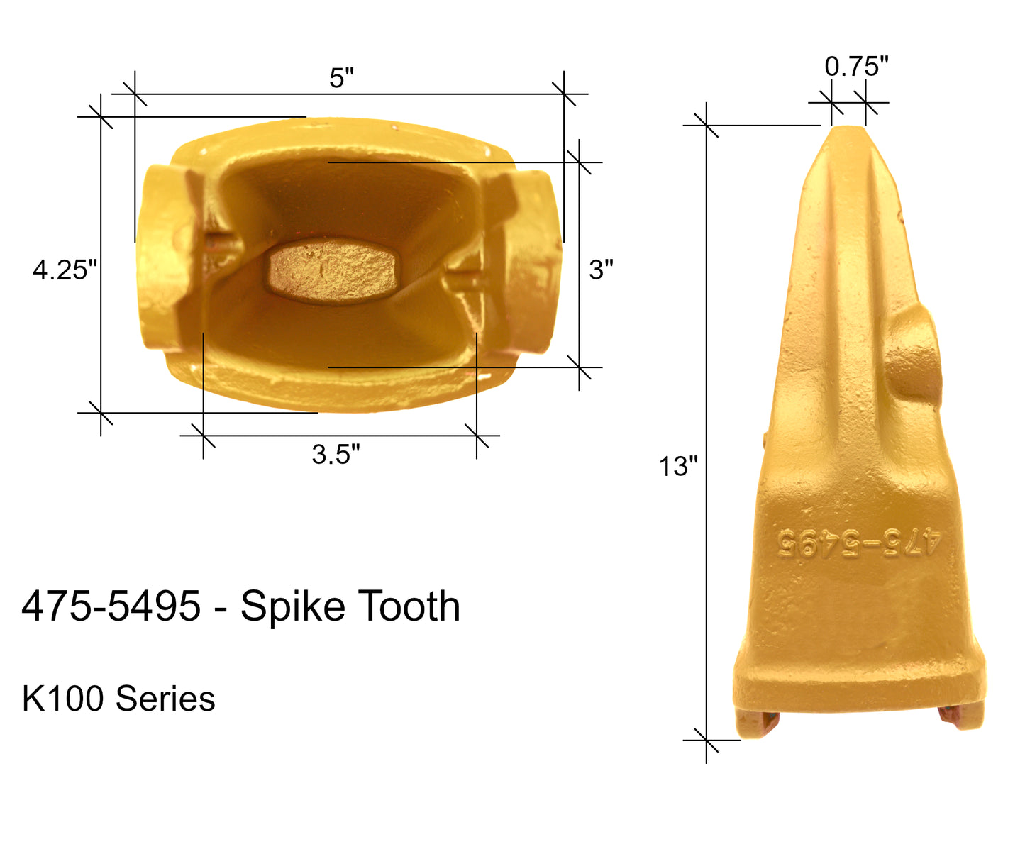 475-5495, 220-9107 Dent en forme de pointe - « Style chat » K100