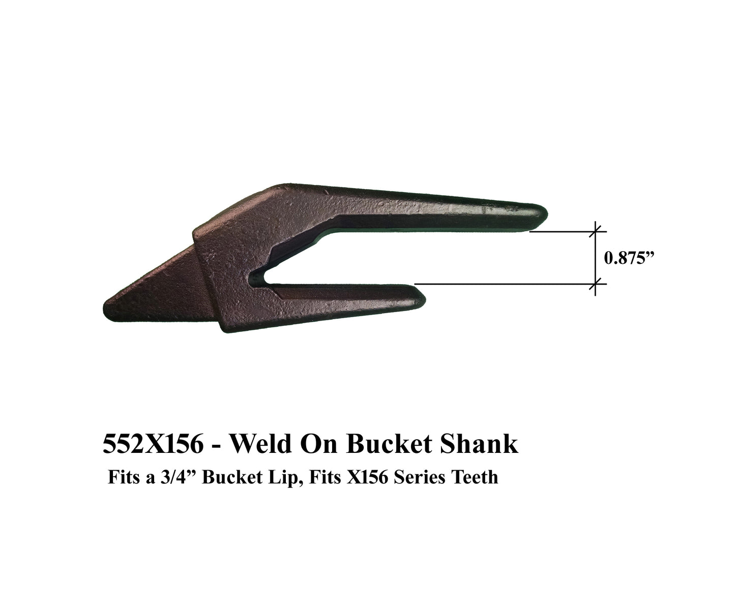 552x156 Weld-on Shank for 3/4" Lip - 'Hensley Style' for Mini Excavator Buckets