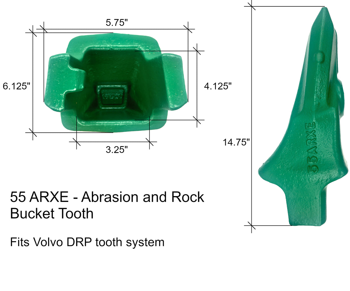 Tooth 55 Mod 55ARXE Abrasion Tooth - fits Volvo DRP 55 System – Digger.Supply