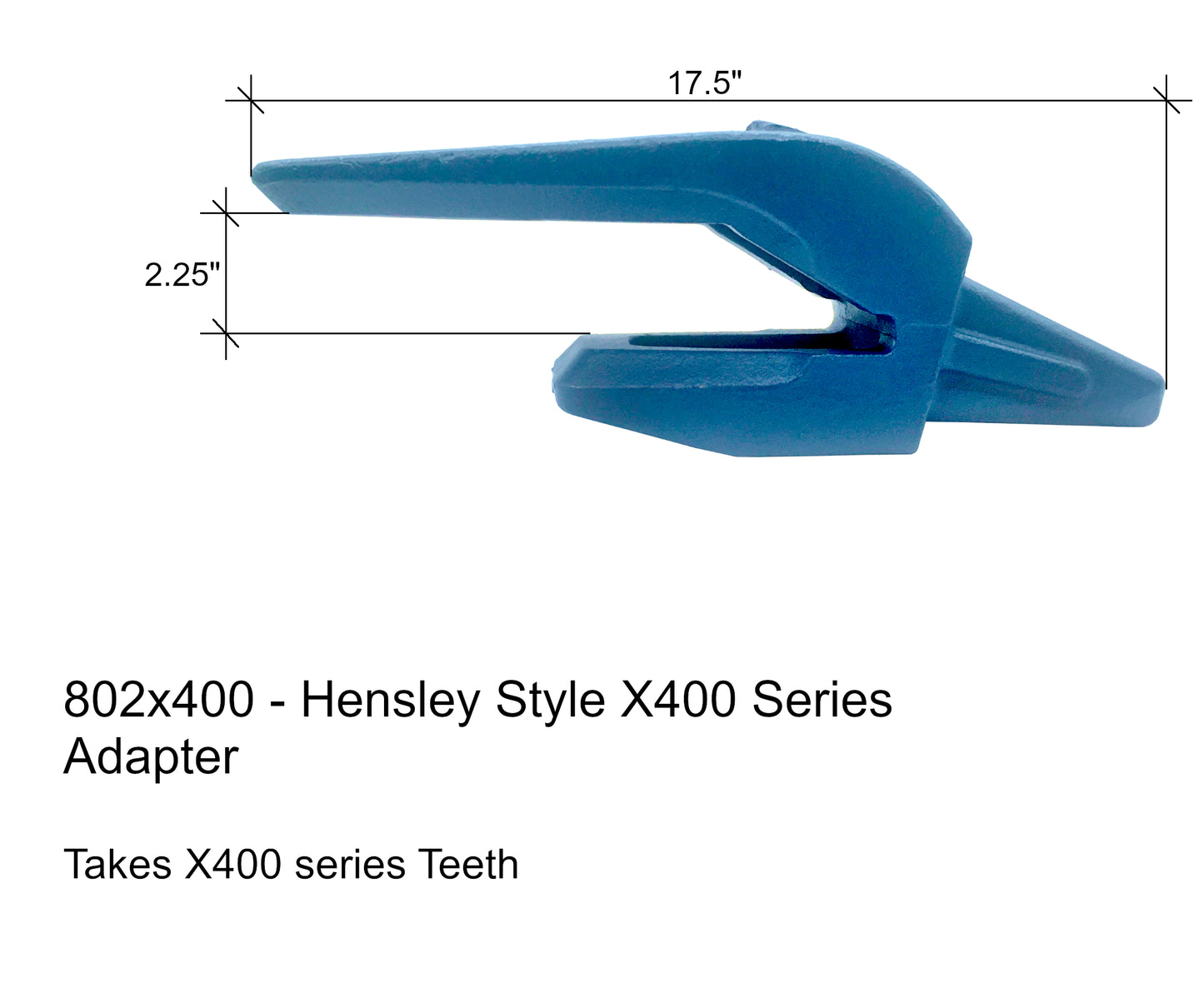 802x400 Parabolic Bucket Adapter Shank for 2" Lip - 'Hensley X400 Series'